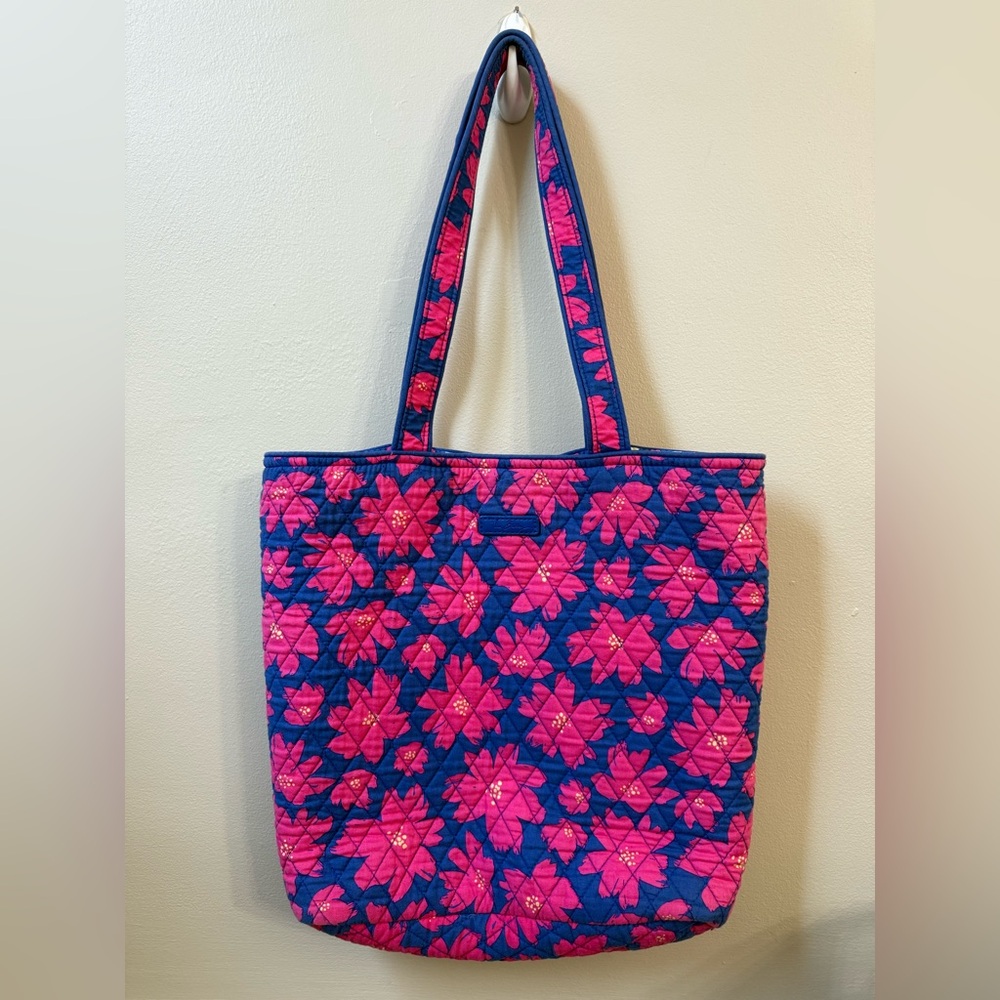 Vera Bradley Floral Quilted Tote Bag (14by14 inch)Pink and Blue